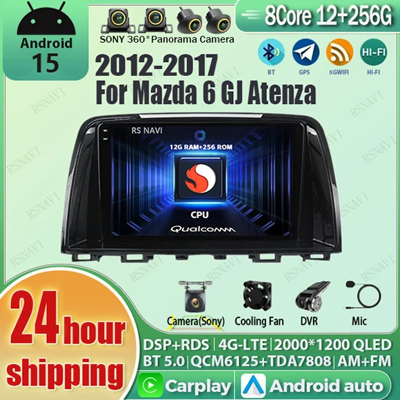 Android 16 Carplay Auto Qualcomm 2K QLED Screen Car Radio Player For Mazda 6 2012-2017 GPS Multimedia Wifi 4G BT Navigation DSP
Android 16 Carplay Auto Qualcomm 2K QLED Screen Car Radio Player For Mazda 6 2012-2017 GPS Multimedia Wifi 4G BT Navigation DSP