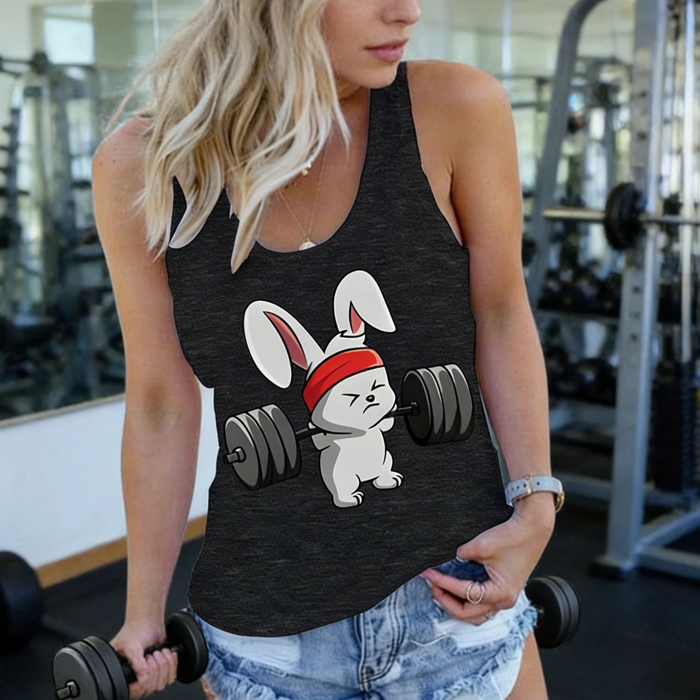 Cartoon Rabbit Exercise Printed Vintage Sports Vest Cotton Sleeveless Women's T-shirts Fun Animal Pattern Gym Tank Tops
Cartoon Rabbit Exercise Printed Vintage Sports Vest Cotton Sleeveless Women's T-shirts Fun Animal Pattern Gym Tank Tops