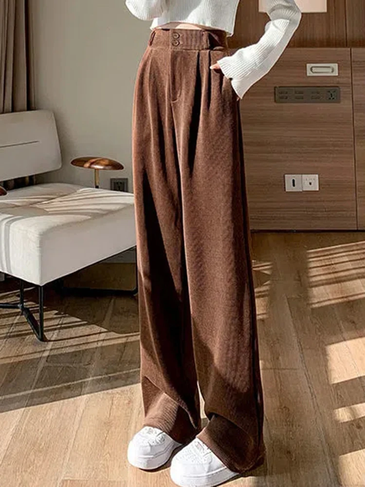 JMPRS Brown Women Retro Corduroy Pants Winter Elastic High Waist Women Trousers Korean Casual Solid Straight Female Pants New
JMPRS Brown Women Retro Corduroy Pants Winter Elastic High Waist Women Trousers Korean Casual Solid Straight Female Pants New