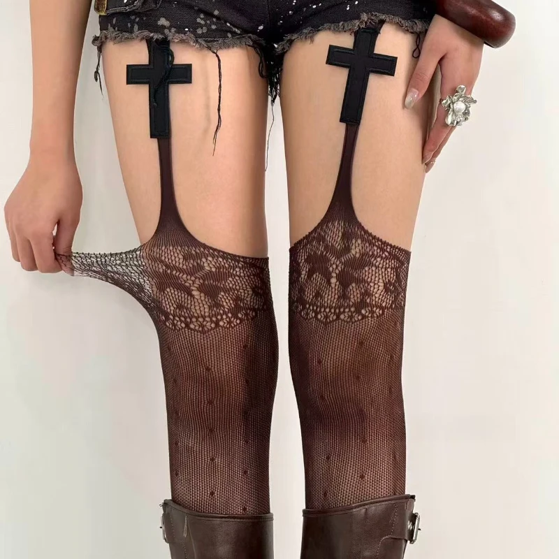 Y2K Retro Gothic Cross-Strap Fishnet Over-the-Knee Socks Sexy Polka Dot Lace Leggings Festival, Halloween and Nightclub Outfits
Y2K Retro Gothic Cross-Strap Fishnet Over-the-Knee Socks Sexy Polka Dot Lace Leggings Festival, Halloween and Nightclub Outfits