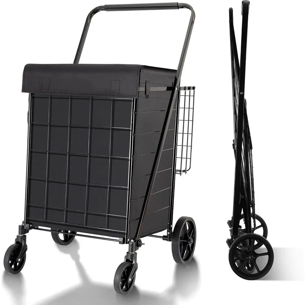 Large Waterproof Shopping Cart with Top Cover, 340lb Capacity, 360° Swivel Wheels, Extra Basket
Large Waterproof Shopping Cart with Top Cover, 340lb Capacity, 360° Swivel Wheels, Extra Basket