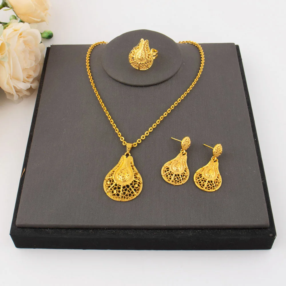 Arab New Style Women Jewelery Set Nigerian Senior Earrings Luxury Necklace Ring Apply to Mother's Day Gift Seasonal Promotion
Arab New Style Women Jewelery Set Nigerian Senior Earrings Luxury Necklace Ring Apply to Mother's Day Gift Seasonal Promotion