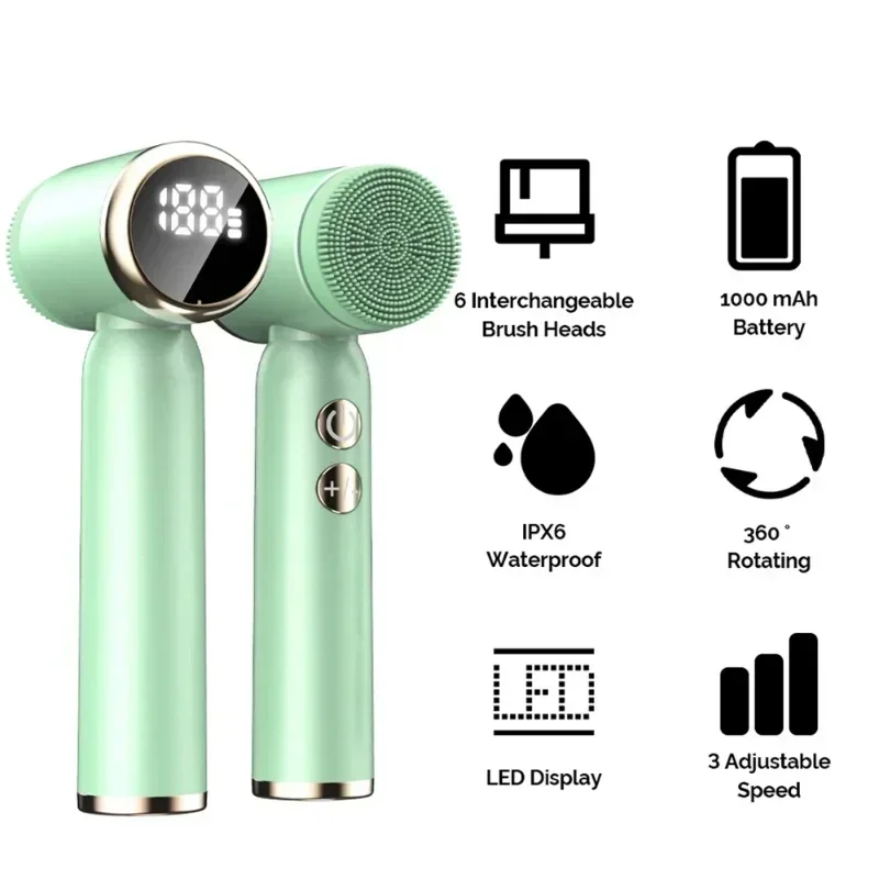 Silicone Facial Cleansing 6-in-1 Electric Face-cleaning Brush LED Display Face-washing Brush Blackhead Pore Cleanser
Silicone Facial Cleansing 6-in-1 Electric Face-cleaning Brush LED Display Face-washing Brush Blackhead Pore Cleanser