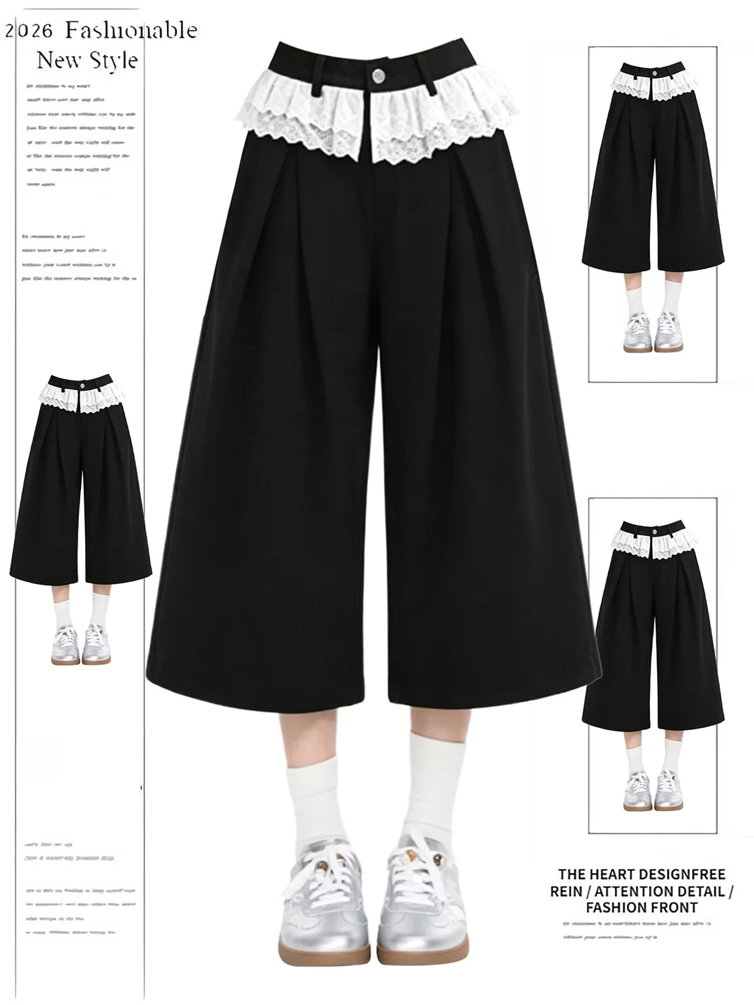 American Style Lace Patchwork Black Design Suit Pants Women Summer 2026 Straight Wide Leg Casual Shorts High Waist Button Pol...
American Style Lace Patchwork Black Design Suit Pants Women Summer 2026 Straight Wide Leg Casual Shorts High Waist Button Pol...