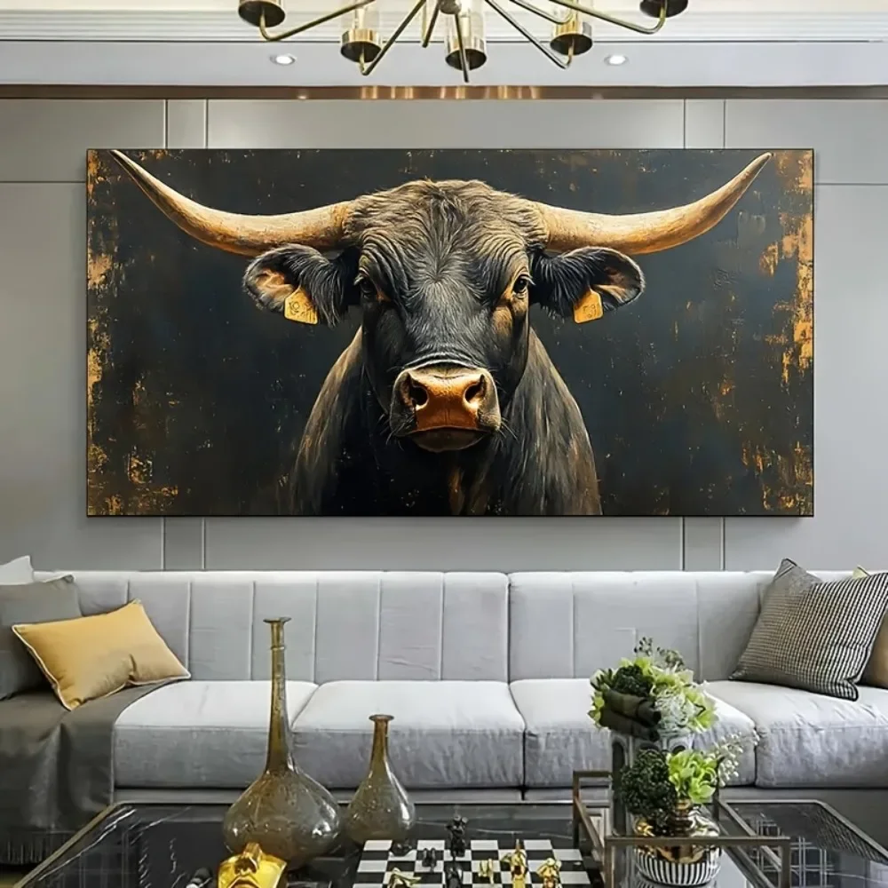 1 piece thick wood frame canvas art, modern big Horn Black Bull canvas painting art, modern interior decoration
1 piece thick wood frame canvas art, modern big Horn Black Bull canvas painting art, modern interior decoration
