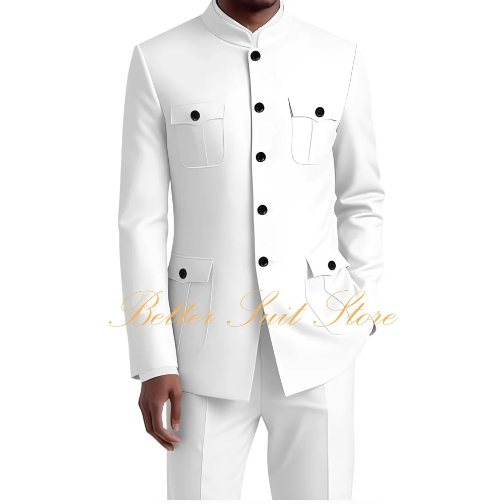 Men Chinese Tunic Suit Safari Suits for Men 2 Piece Slim Fit Collar Jacket Pants Set Men's Wedding Suits
Men Chinese Tunic Suit Safari Suits for Men 2 Piece Slim Fit Collar Jacket Pants Set Men's Wedding Suits