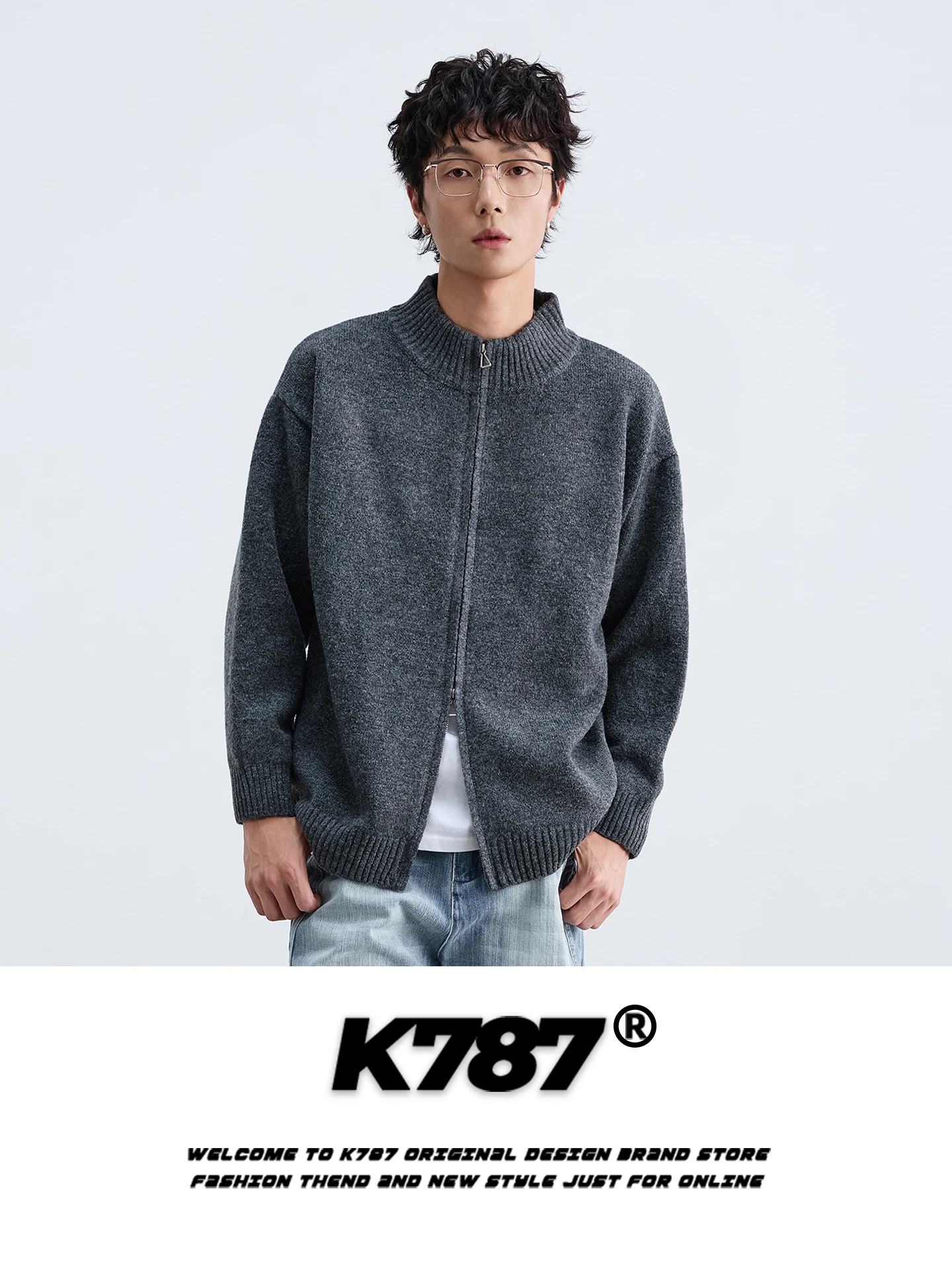 American Retro Simple Pure Color Stand Collar Sweater ex Loose Casual Zipper Knitted irt Warm Autumn Winter Faion
American Retro Simple Pure Color Stand Collar Sweater ex Loose Casual Zipper Knitted irt Warm Autumn Winter Faion