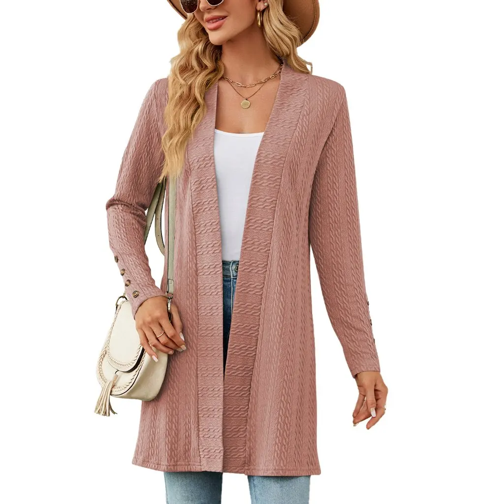 Women's Loose Cardigan Coat Solid Color Button Long Sleeve Autumn Winter New Fashion Trade Women's Clothing
Women's Loose Cardigan Coat Solid Color Button Long Sleeve Autumn Winter New Fashion Trade Women's Clothing