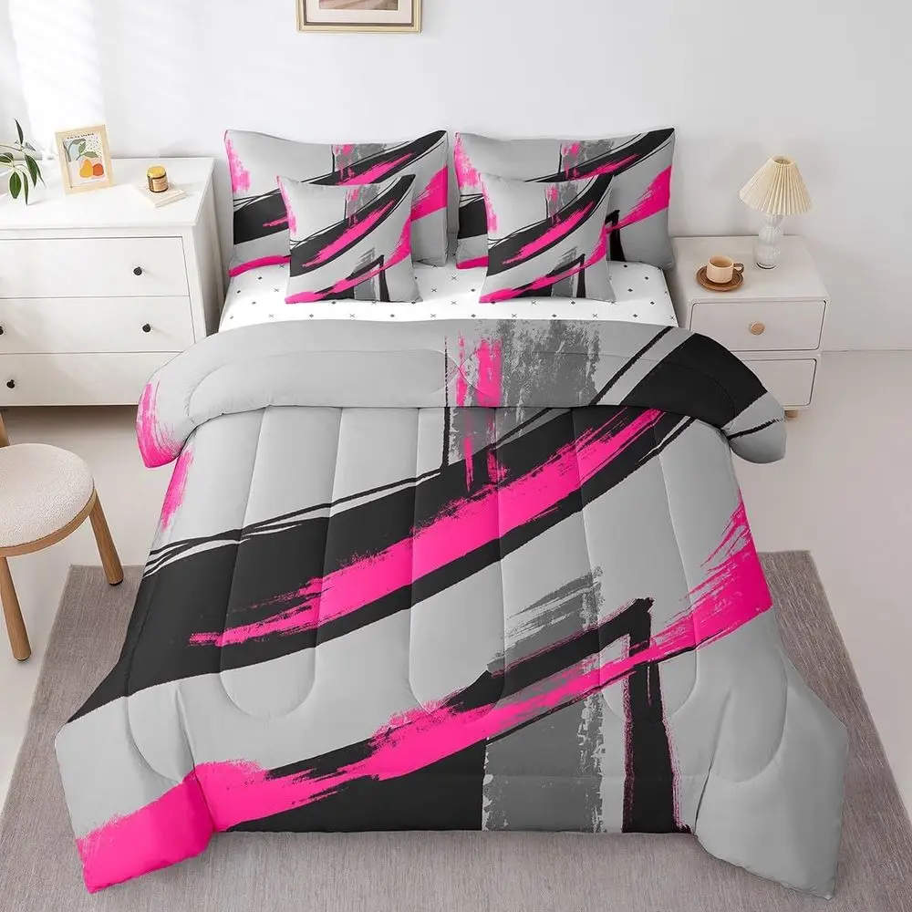 Abstract Rose Red Black 7-Piece Queen Bedding Set with Sheets, Suitable for Boys and Girls, Geometric Pattern Bed in a Bag
Abstract Rose Red Black 7-Piece Queen Bedding Set with Sheets, Suitable for Boys and Girls, Geometric Pattern Bed in a Bag