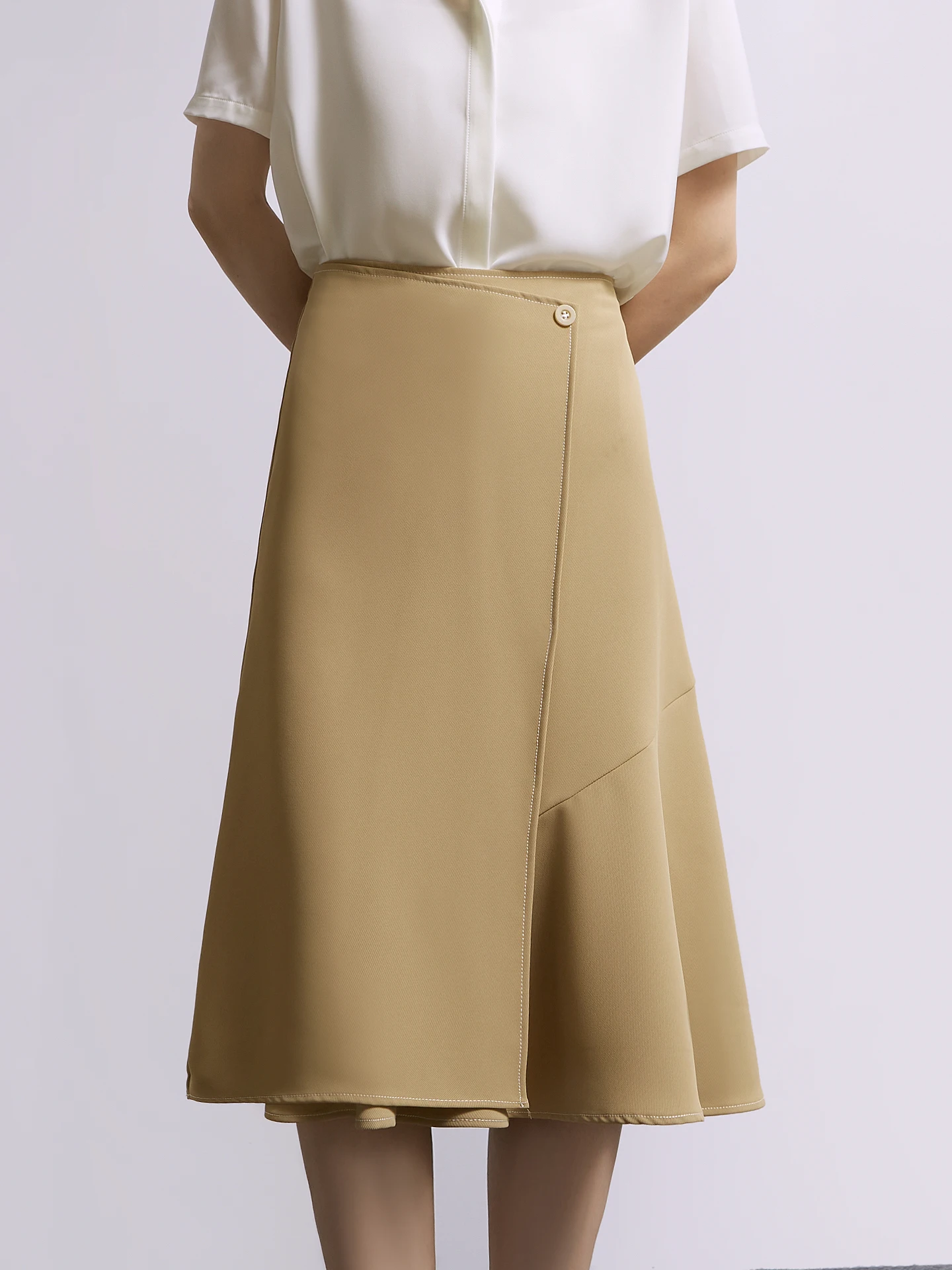 CHICBLISS High Waist A-Line Skirt Women's Commuter Style Khaki Color Business Casual Polyester Fiber Zipper Closure Skirt
CHICBLISS High Waist A-Line Skirt Women's Commuter Style Khaki Color Business Casual Polyester Fiber Zipper Closure Skirt