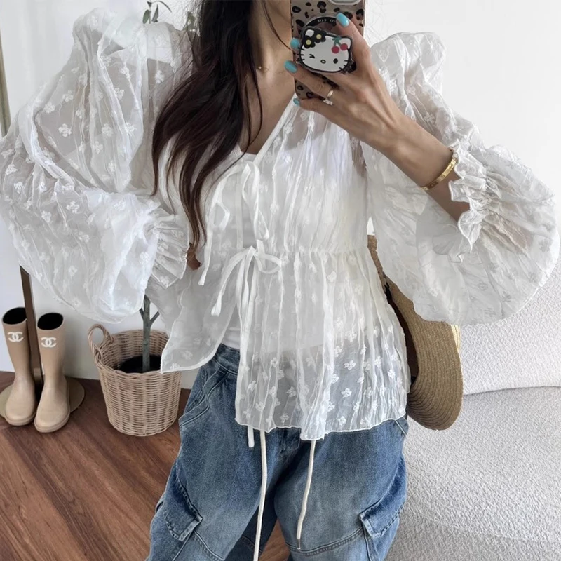 Liangliang Sweet Sle, кружевной глазок с вышивкой, женский ранний осенний новый топ с пузырьками, корейская версия, свободный крой, длинный све
Liangliang Sweet Sle, кружевной глазок с вышивкой, женский ранний осенний новый топ с пузырьками, корейская версия, свободный крой, длинный све