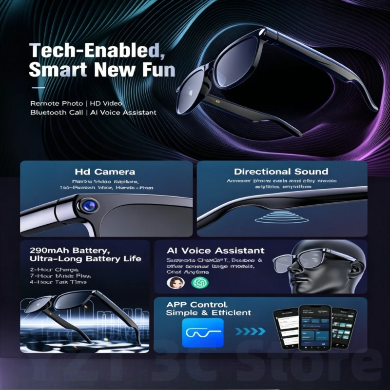 M02S AI Smart Glasses 8MP Camera Photo Video Recording 139-Language Translator AI Image Recognition Voice Assistant OTA Update
M02S AI Smart Glasses 8MP Camera Photo Video Recording 139-Language Translator AI Image Recognition Voice Assistant OTA Update