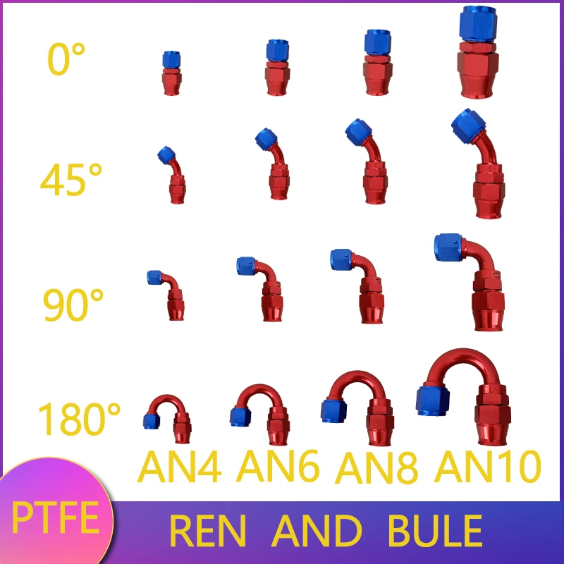 AN4 AN6 AN8 AN10 PTFE fuel line hose end fitting adapter swivel oil cooler pipe swivel end fitting pipe fitting0°45°90°180°
AN4 AN6 AN8 AN10 PTFE fuel line hose end fitting adapter swivel oil cooler pipe swivel end fitting pipe fitting0°45°90°180°