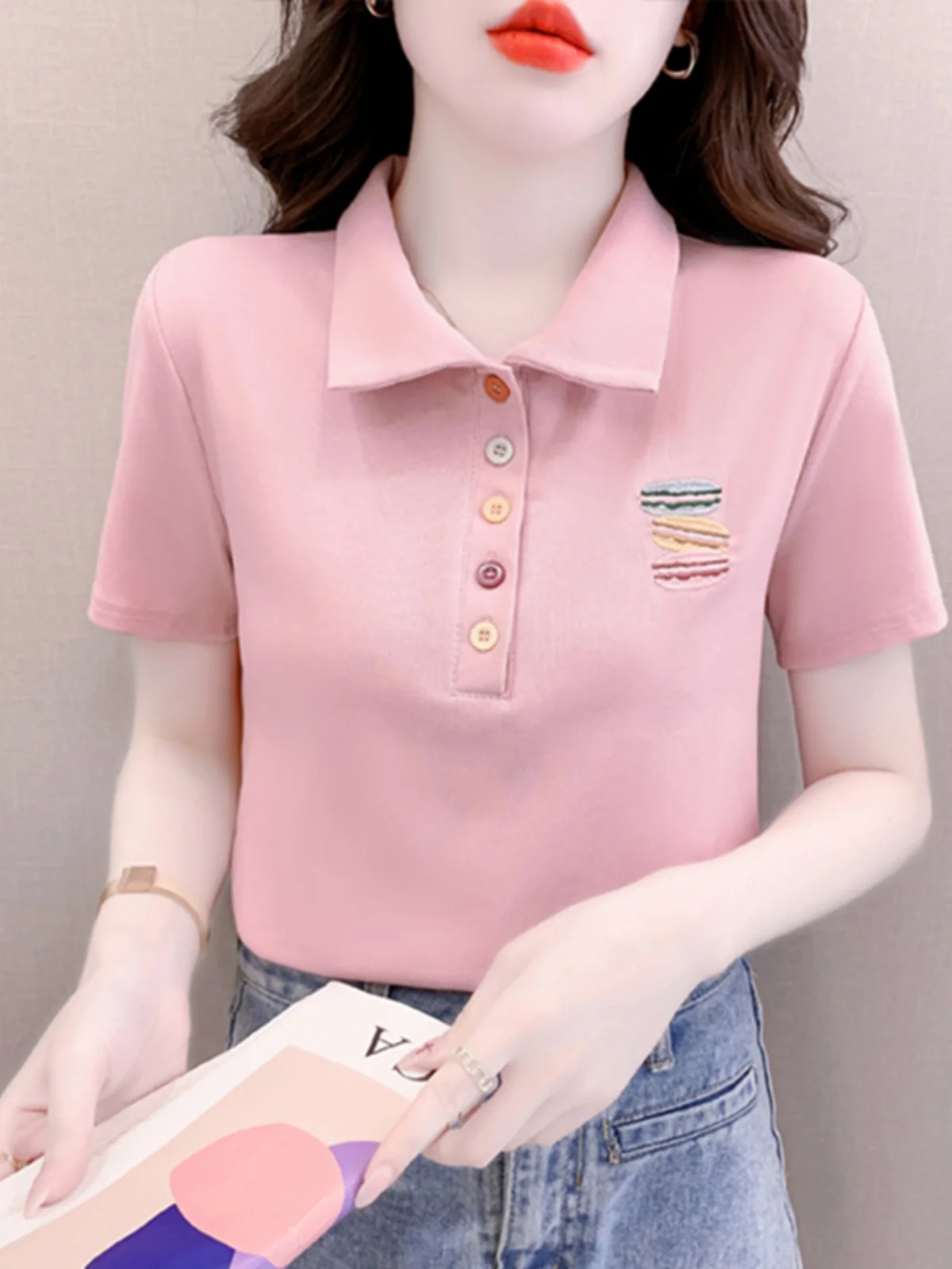 Pure Cotton Short Sleeve Embroidered T-Shirt Women Summer New Style Korean Trendy Shirt Shoulder Length Short Top
Pure Cotton Short Sleeve Embroidered T-Shirt Women Summer New Style Korean Trendy Shirt Shoulder Length Short Top