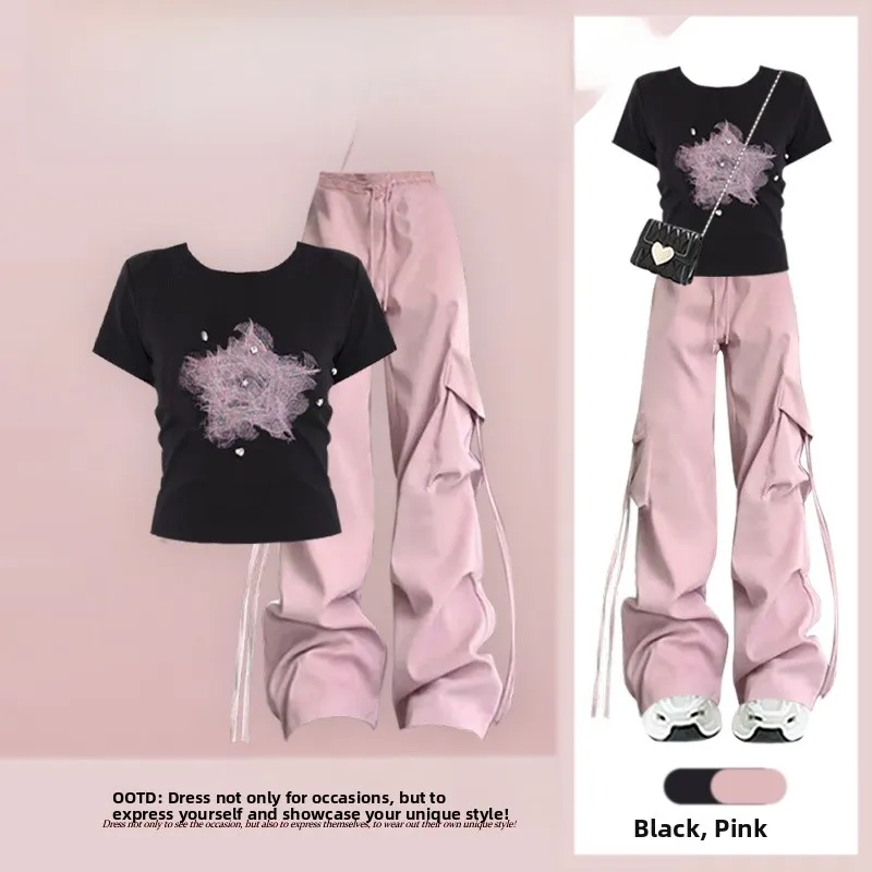 Casual Summer Two-Piece Set Women's Unique Elegant Short Sleeve T-Shirt High Waist Slimming Workwear Pants Ensemble
Casual Summer Two-Piece Set Women's Unique Elegant Short Sleeve T-Shirt High Waist Slimming Workwear Pants Ensemble