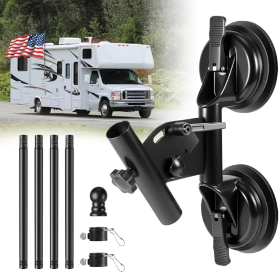 RV Flag Mount, Suction Cup Flag Holder, RV Flag Pole Kit Adjustable Angle, Suction Cup Flag Holder for RV, Truck, Trailer, SUV
RV Flag Mount, Suction Cup Flag Holder, RV Flag Pole Kit Adjustable Angle, Suction Cup Flag Holder for RV, Truck, Trailer, SUV