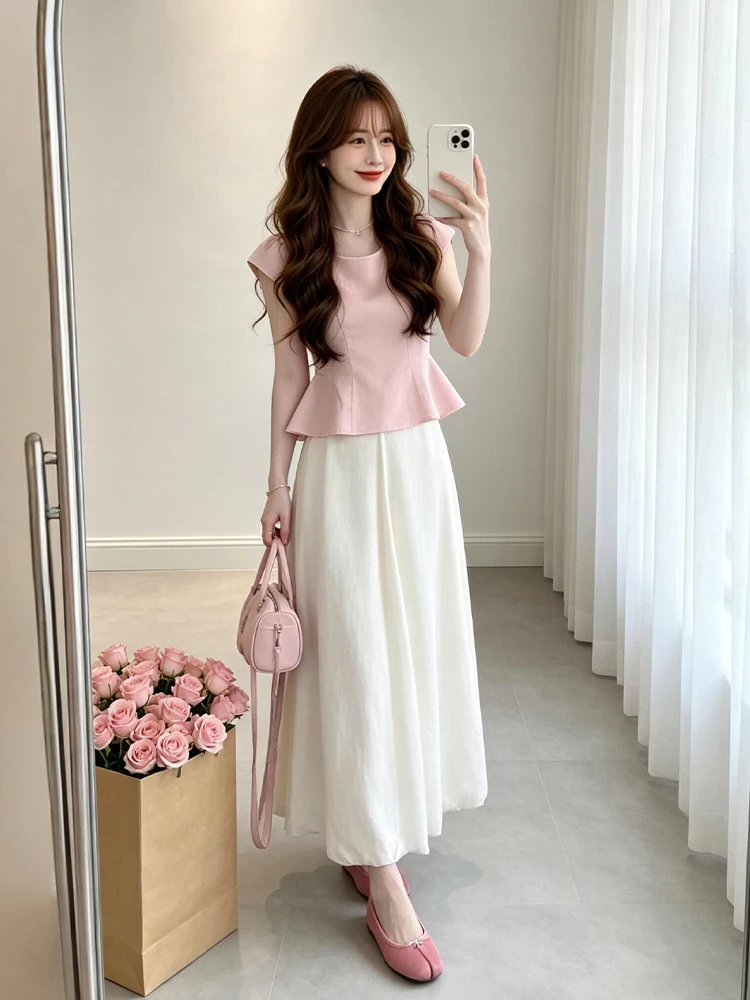 Pink Bow Knot Top And Skirt Set Women's Summer New Style High Waist A-Line Dress Casual Commute Fashion plus Size Ensemble
Pink Bow Knot Top And Skirt Set Women's Summer New Style High Waist A-Line Dress Casual Commute Fashion plus Size Ensemble