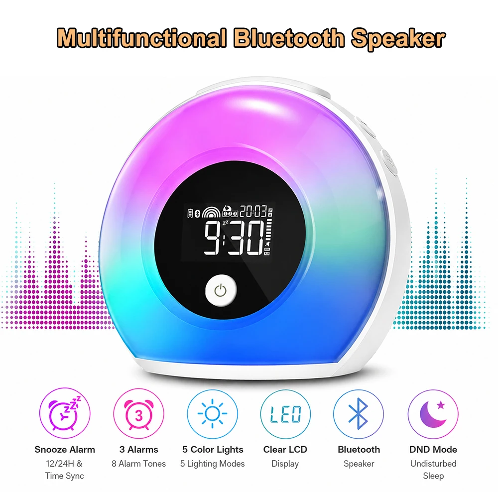 4in1 Bluetooth Speakers with RGB Night Light Wake up Lamp,Alarm Clock Wireless Speaker for Party Camping Kids Gift Sound Box
4in1 Bluetooth Speakers with RGB Night Light Wake up Lamp,Alarm Clock Wireless Speaker for Party Camping Kids Gift Sound Box