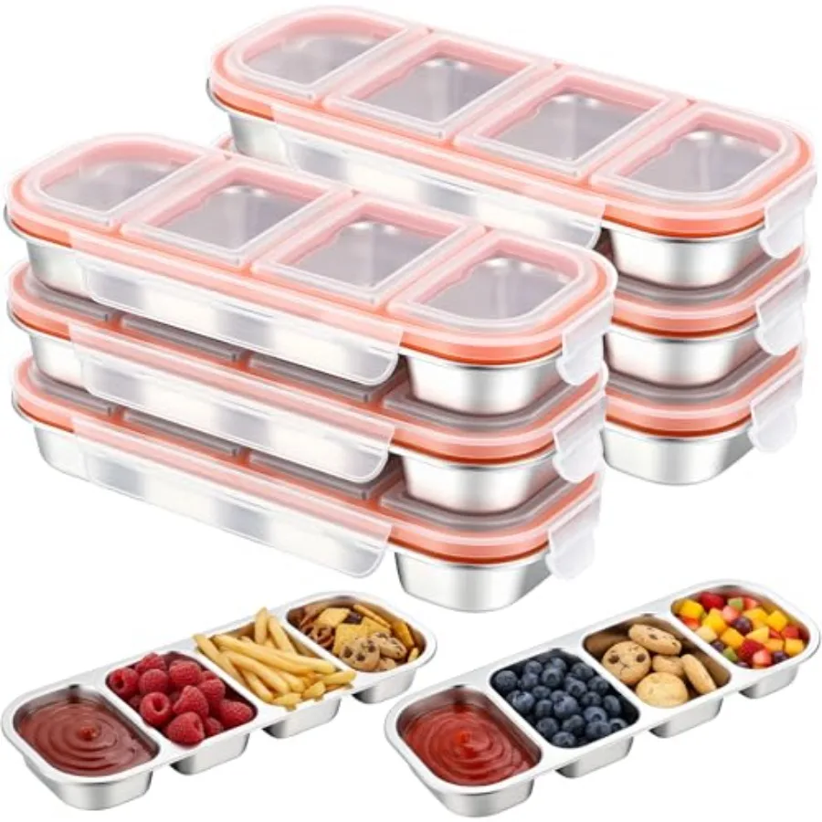 6 Pcs Stainless Steel Snack Containers with Leak Proof Lids 4 Compartments Metal Bento Lunch Box Reusable Stackable Divided Foo
6 Pcs Stainless Steel Snack Containers with Leak Proof Lids 4 Compartments Metal Bento Lunch Box Reusable Stackable Divided Foo