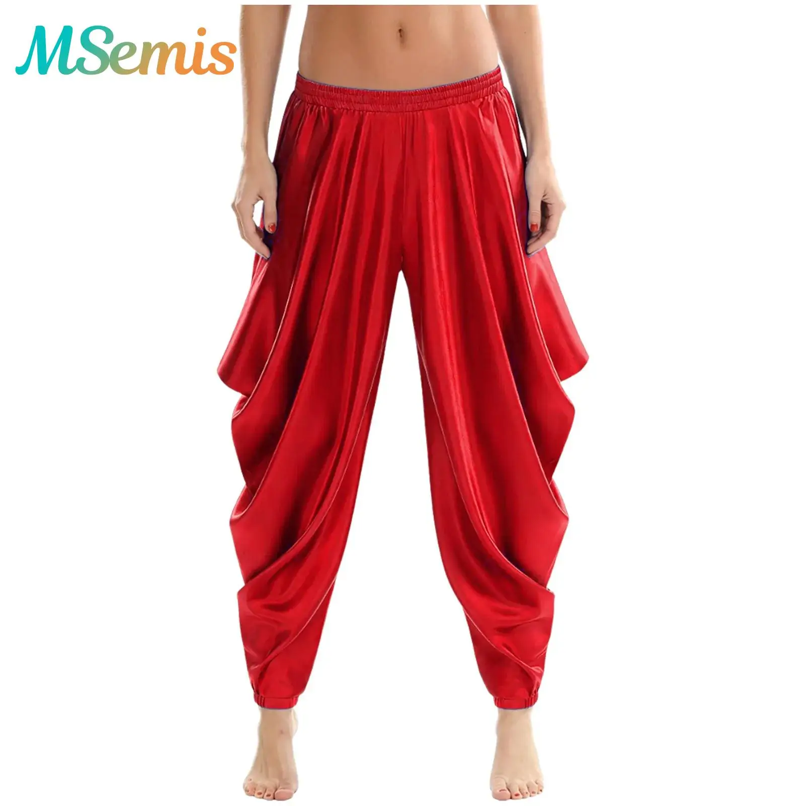 Womens Arab Mythical Harem Pants Princess Fairytale Halloween Arabian Cosplay Costume Elastic Waistband Satiny Loose Trousers
Womens Arab Mythical Harem Pants Princess Fairytale Halloween Arabian Cosplay Costume Elastic Waistband Satiny Loose Trousers
