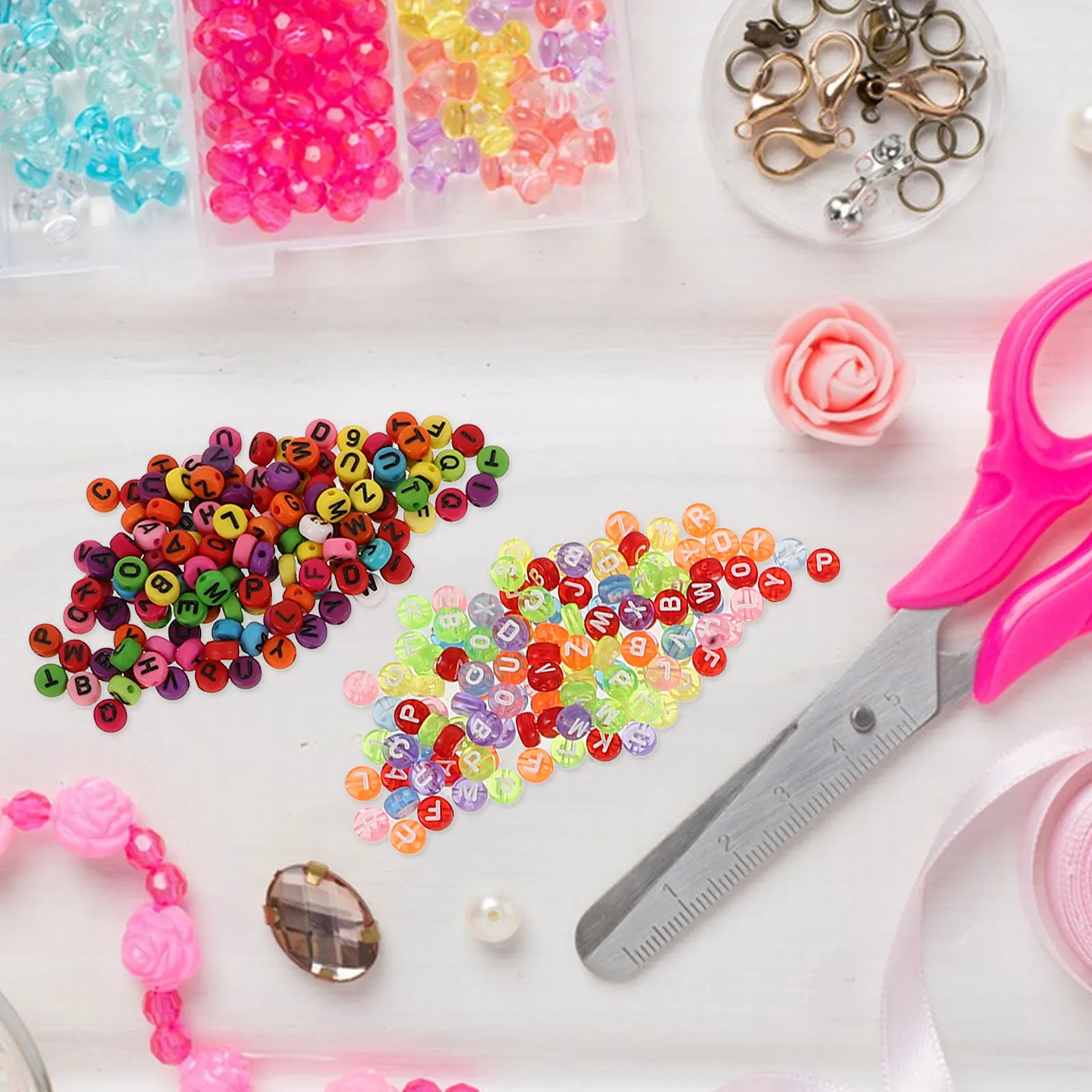 700 Pcs Letter Beads Colorful Acrylic Round Shaped Alphabet Charms for Bracelet Keychain Making Crafts Jewelry DIY Projects
700 Pcs Letter Beads Colorful Acrylic Round Shaped Alphabet Charms for Bracelet Keychain Making Crafts Jewelry DIY Projects
