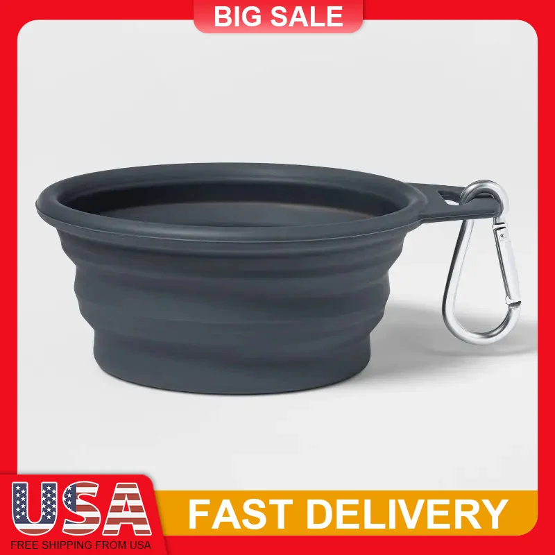 Collapsible Silicone Dog Bowl 375 Cup Portable Travel Pet Food Water Dish with Carabiner Foldable Gray Feeding Bowl
Collapsible Silicone Dog Bowl 375 Cup Portable Travel Pet Food Water Dish with Carabiner Foldable Gray Feeding Bowl