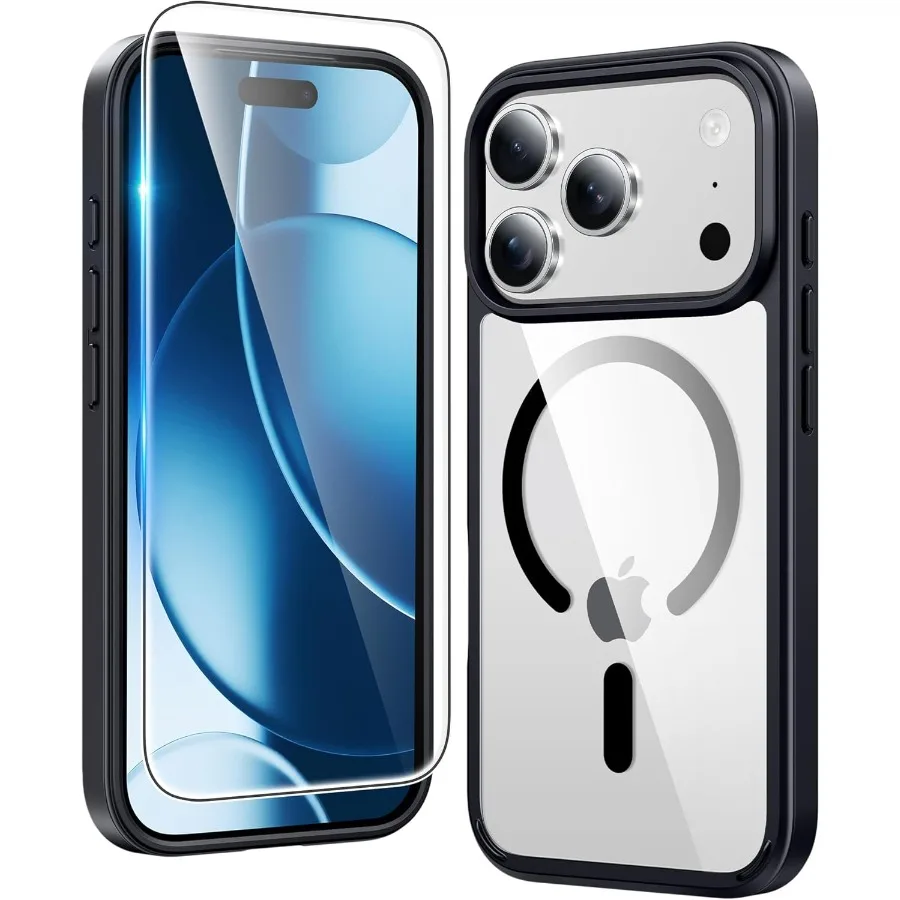 Для iPhone 17, прозрачный чехол Pro-Max: магнитные прозрачные чехлы для телефонов с защитной пленкой для экрана, тонкая защита от падения в стиле милитари
Для iPhone 17, прозрачный чехол Pro-Max: магнитные прозрачные чехлы для телефонов с защитной пленкой для экрана, тонкая защита от падения в стиле милитари