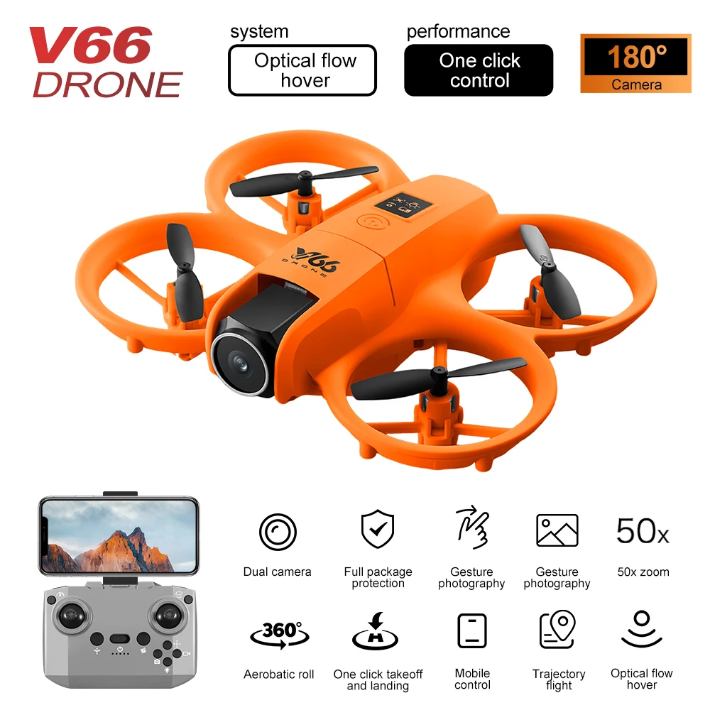V66 Mini Drone 4k HD Camera Aerial Aircraft Electric Dual Cameras Folding Pocket Remote Control Quadcopter Toys for Kids Gift
V66 Mini Drone 4k HD Camera Aerial Aircraft Electric Dual Cameras Folding Pocket Remote Control Quadcopter Toys for Kids Gift