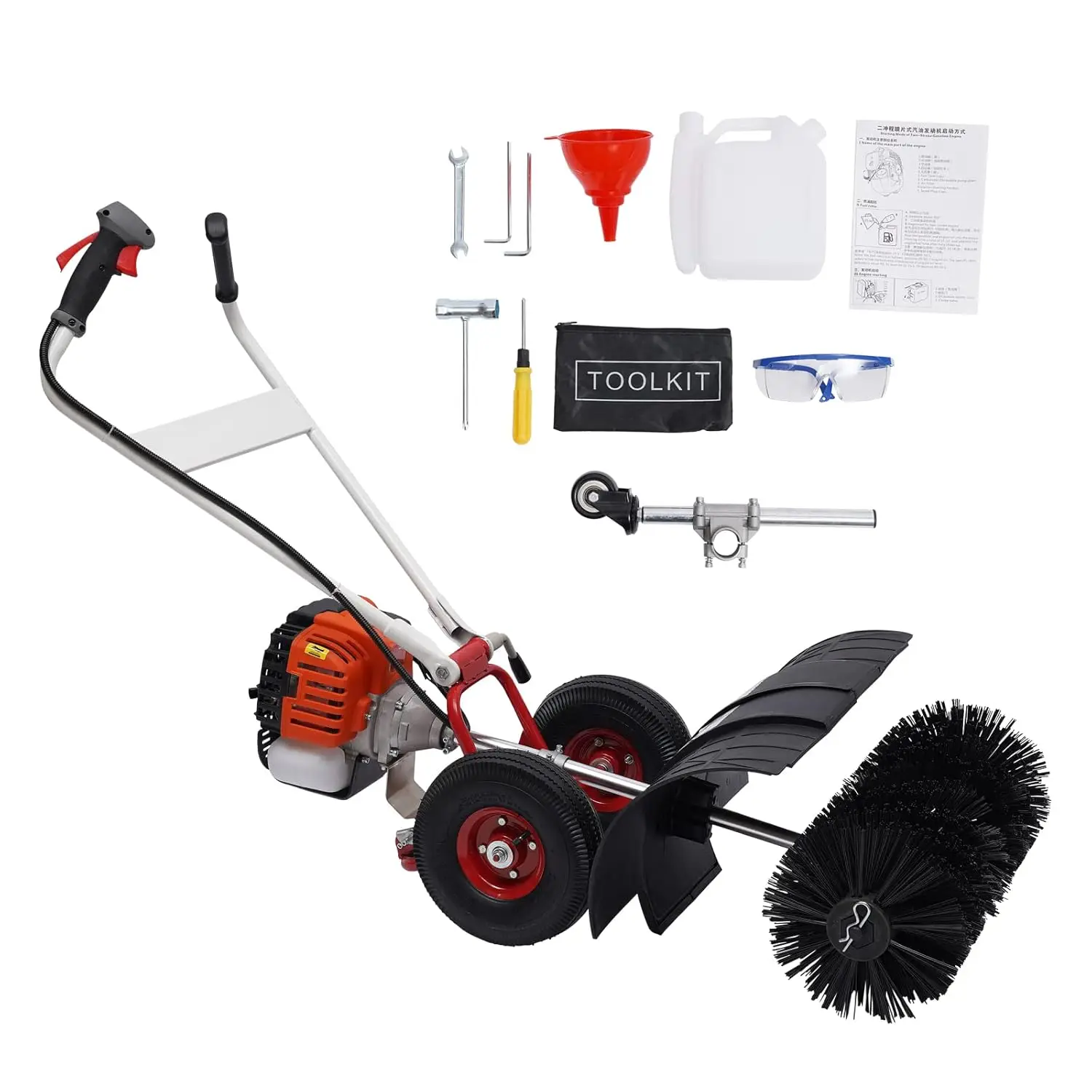 52cc Gas Powered Walk Behind Snow Sweeper, 2.5HP 2-Stroke Folding Snow Blower with 20-Inch Brush, Driveway Turf, Customized
52cc Gas Powered Walk Behind Snow Sweeper, 2.5HP 2-Stroke Folding Snow Blower with 20-Inch Brush, Driveway Turf, Customized