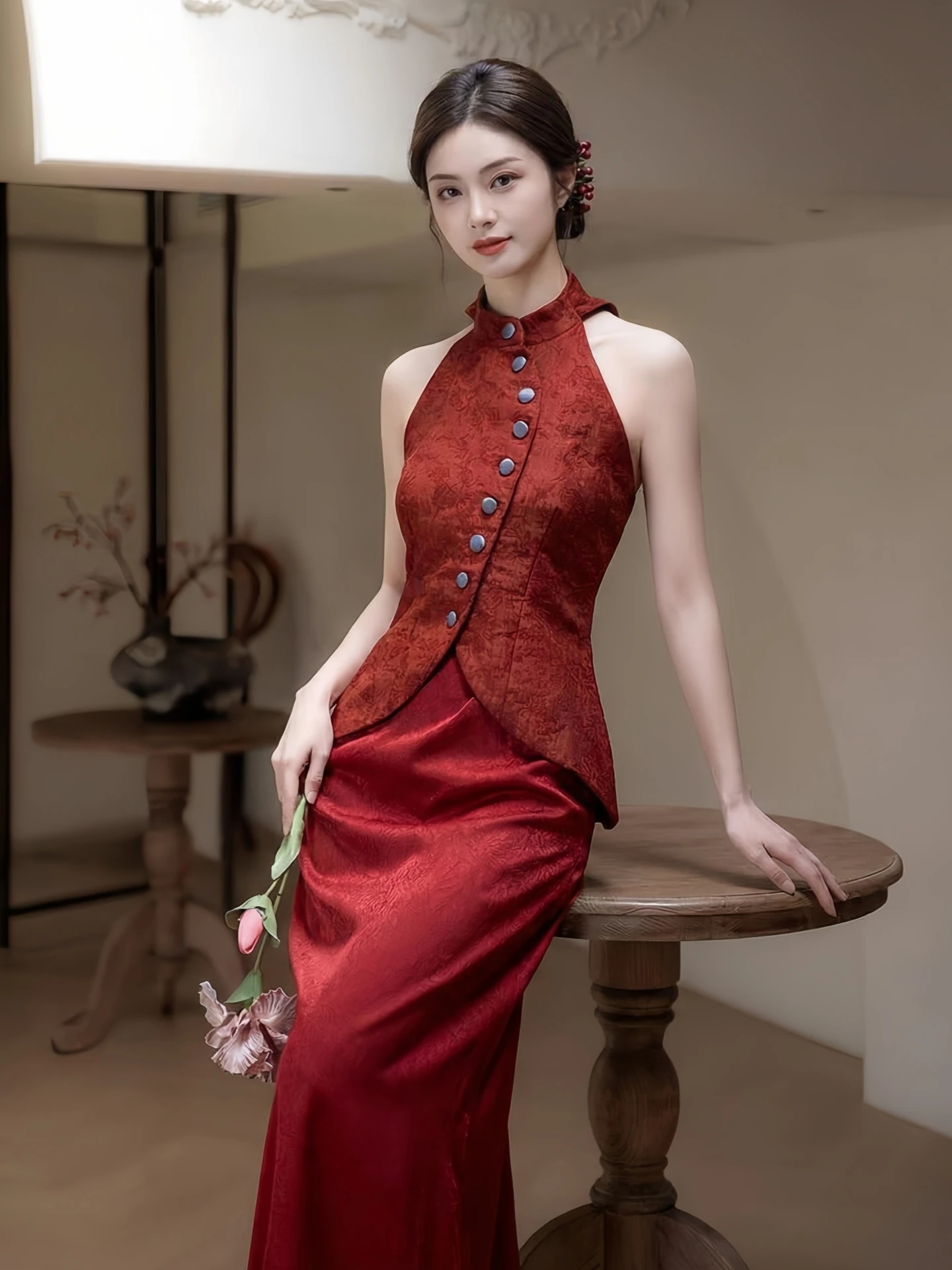Red Wedding Dress Sleeveless Qipao Vintage Style Long Evening Gown for Bridal Tea Ceremony Thank You Dinner Return Home Casua...
Red Wedding Dress Sleeveless Qipao Vintage Style Long Evening Gown for Bridal Tea Ceremony Thank You Dinner Return Home Casua...