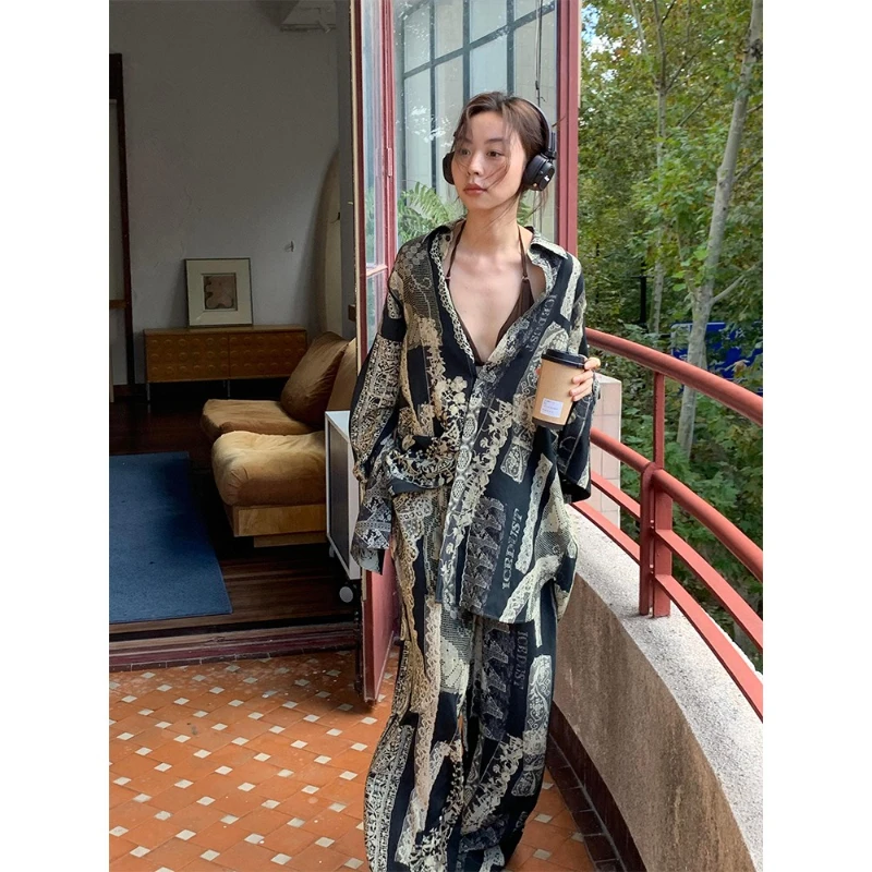 Chinese Retro Printed Pajamas Women's Spring Autumn Sexy Casual Design Long Sleeves Trousers Loungewear Comfortable and Gentle
Chinese Retro Printed Pajamas Women's Spring Autumn Sexy Casual Design Long Sleeves Trousers Loungewear Comfortable and Gentle