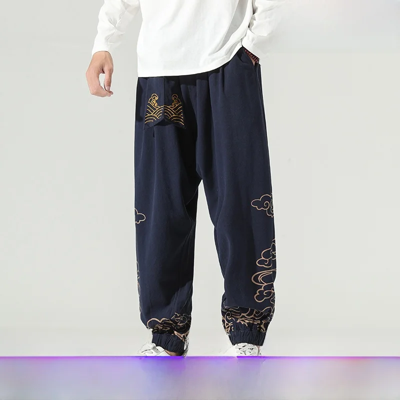 Loose Fit Cotton Linen Kung Fu Sle Embroidered Casual Pants Men's Lantern Pants Hip Hop Retro Tang Costume Harajuku Sle
Loose Fit Cotton Linen Kung Fu Sle Embroidered Casual Pants Men's Lantern Pants Hip Hop Retro Tang Costume Harajuku Sle