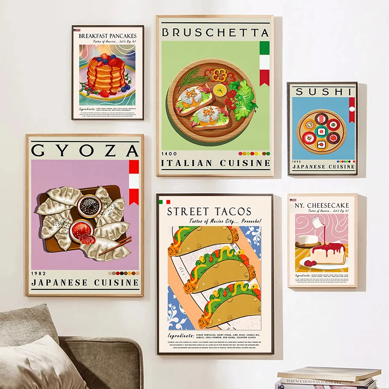 Sushi Taco Posters and Prints Strawberry Cake Gourmet Canvas Paintings Wall Art Pictures for Kitchen Restaurant Home Decoration
Sushi Taco Posters and Prints Strawberry Cake Gourmet Canvas Paintings Wall Art Pictures for Kitchen Restaurant Home Decoration