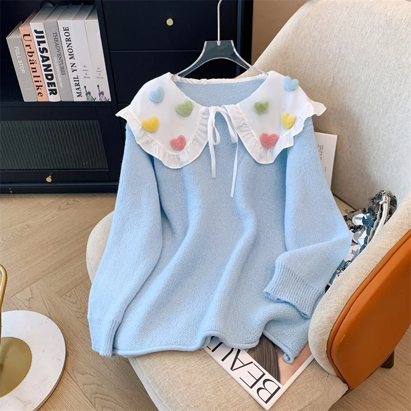 Women's Peter Pan Collar Knit Pullover Loose Sweater Harajuku Vintage Y2k Cashmere Sweater 2000s Cutecore Clothes Winter Autumn
Women's Peter Pan Collar Knit Pullover Loose Sweater Harajuku Vintage Y2k Cashmere Sweater 2000s Cutecore Clothes Winter Autumn