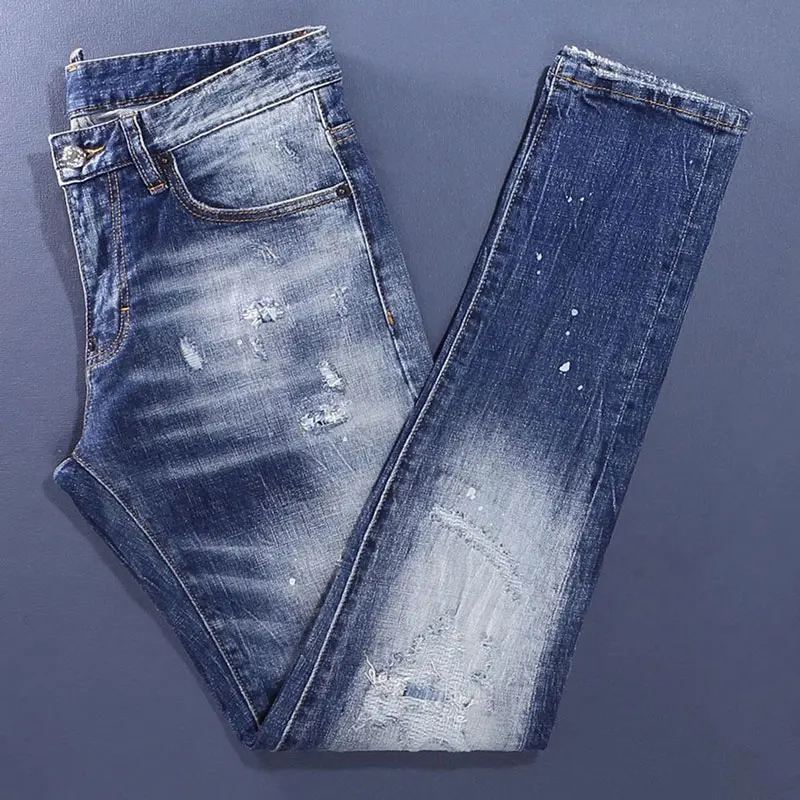 Designer Fashion New Men's Jeans, Washed, Nostalgic, Elastic, Slimming, Scratched, Painted, Blue Jeans, High Street Hip Hop Bran
Designer Fashion New Men's Jeans, Washed, Nostalgic, Elastic, Slimming, Scratched, Painted, Blue Jeans, High Street Hip Hop Bran