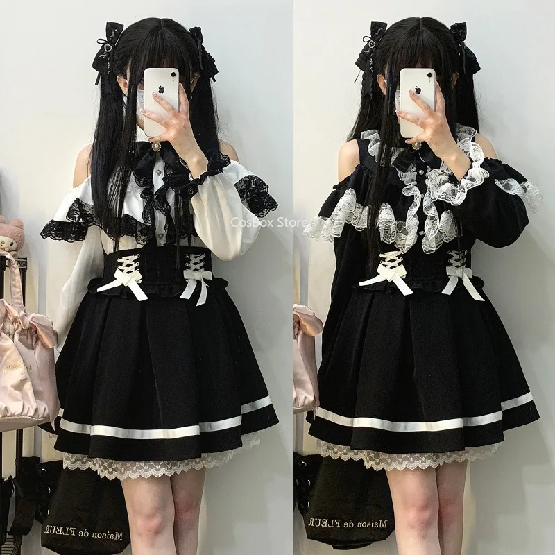 Jirai Kei Lace Bow Shirt Black White Lolita Y2K Lace Short Long Sleeve Blouse Women Sweet Kawaii Gothic Style Japanese Style
Jirai Kei Lace Bow Shirt Black White Lolita Y2K Lace Short Long Sleeve Blouse Women Sweet Kawaii Gothic Style Japanese Style