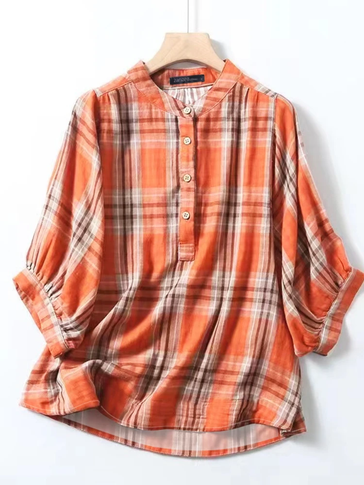 ZANZEA Vintage Women Print Blouse 2025 Fashion 3/4 Sleeve Plaid Shirts Casual Loose O-Neck Elegant Office Tunic Top Blusas Femme
ZANZEA Vintage Women Print Blouse 2025 Fashion 3/4 Sleeve Plaid Shirts Casual Loose O-Neck Elegant Office Tunic Top Blusas Femme