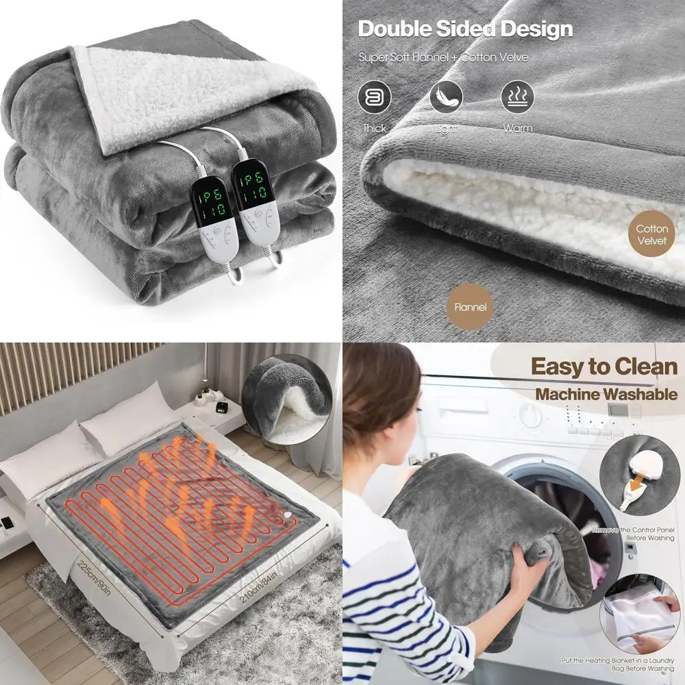 Queen Size 84x90 Electric Blanket with 6 Heat Levels & 1-10 Hour Auto-Off Timer, Machine Washable for Home & Office (Gray)
Queen Size 84x90 Electric Blanket with 6 Heat Levels & 1-10 Hour Auto-Off Timer, Machine Washable for Home & Office (Gray)