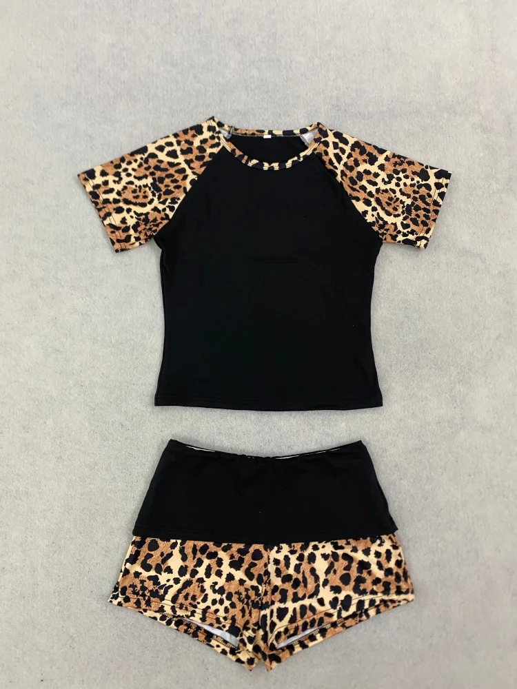 Vintage Black Brown Leopard Color Block Two Piece Outfit Women For Casual Summer Daily Wear
Vintage Black Brown Leopard Color Block Two Piece Outfit Women For Casual Summer Daily Wear