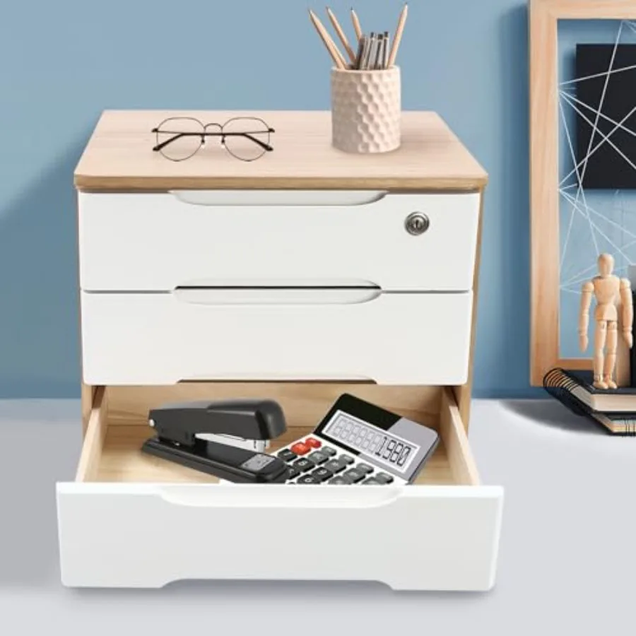 3-Tier Desk Organizer with Lockable Drawers1 Locks 2 Keys Categorized Storage Desktop File Cabinet Wooden Desktop Storage Box W
3-Tier Desk Organizer with Lockable Drawers1 Locks 2 Keys Categorized Storage Desktop File Cabinet Wooden Desktop Storage Box W