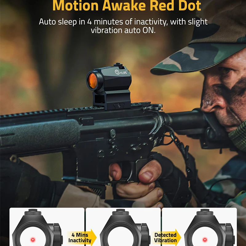Red Dot Sight 2MoA Motion Awake Optics Scope 10 Brightness Picatinny Rail Tactical Hunting Rifle Accessories
Red Dot Sight 2MoA Motion Awake Optics Scope 10 Brightness Picatinny Rail Tactical Hunting Rifle Accessories
