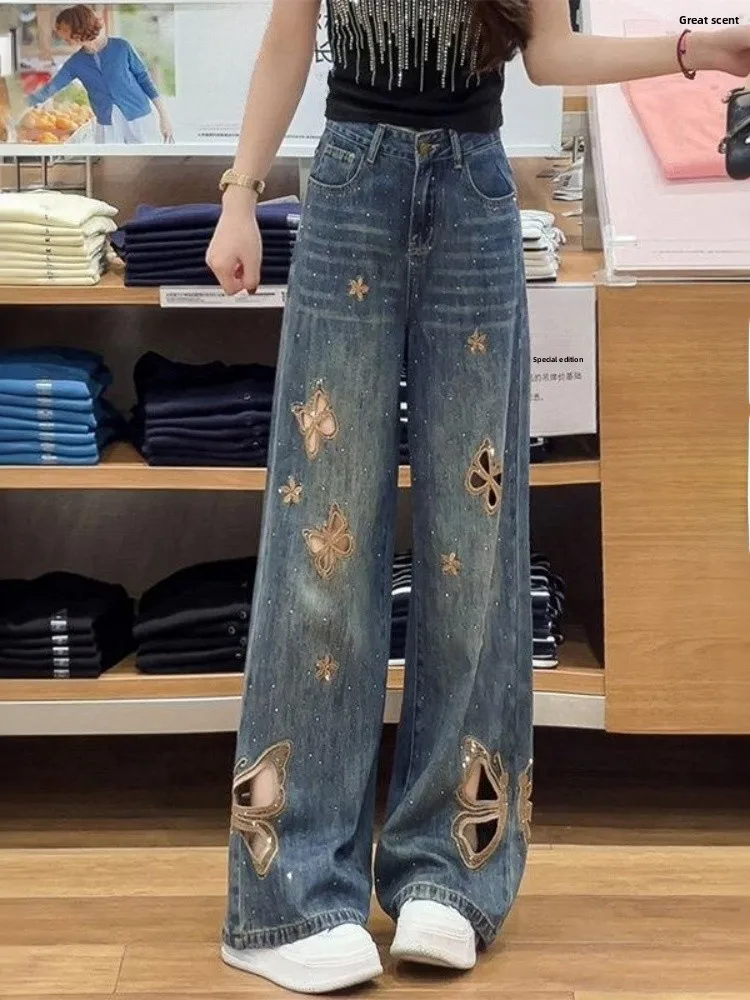 High Waist Hollow out Embroidered Design Denim Pants Women's Summer New Style Slim Straight Wide Leg Jeans
High Waist Hollow out Embroidered Design Denim Pants Women's Summer New Style Slim Straight Wide Leg Jeans