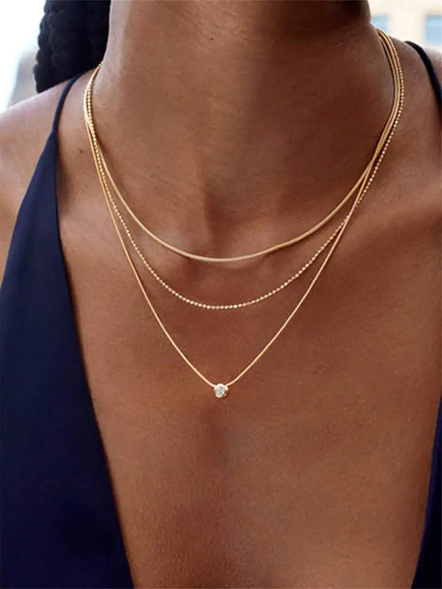1 Piece 18K Gold-Plated 304 Stainless Steel Anti-Allergy Waterproof Multi-Layers Simple Zirconia Pendant Necklace For Women Neck
1 Piece 18K Gold-Plated 304 Stainless Steel Anti-Allergy Waterproof Multi-Layers Simple Zirconia Pendant Necklace For Women Neck