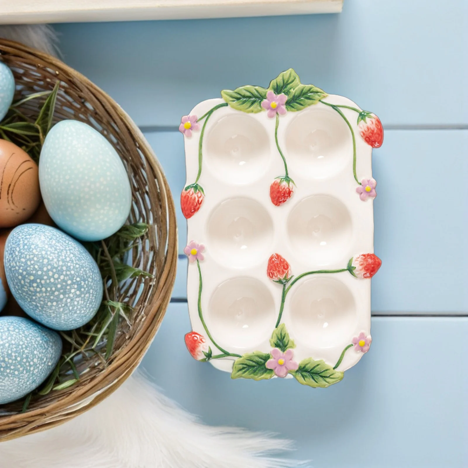 6 Slot Ceramic Egg Tray Stackable Strawberry Design Countertop and Refrigerator Egg Holder Container for Kitchen Organization
6 Slot Ceramic Egg Tray Stackable Strawberry Design Countertop and Refrigerator Egg Holder Container for Kitchen Organization