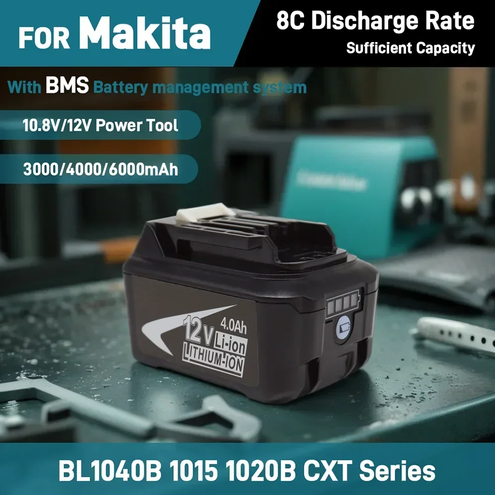 Rechargeable 12V/10.8V 6.0Ah/4.0Ah Li - Batteries for Makita, Compatible with 10V 6000mAh BL1040B in CXT Power Tool Series
Rechargeable 12V/10.8V 6.0Ah/4.0Ah Li - Batteries for Makita, Compatible with 10V 6000mAh BL1040B in CXT Power Tool Series