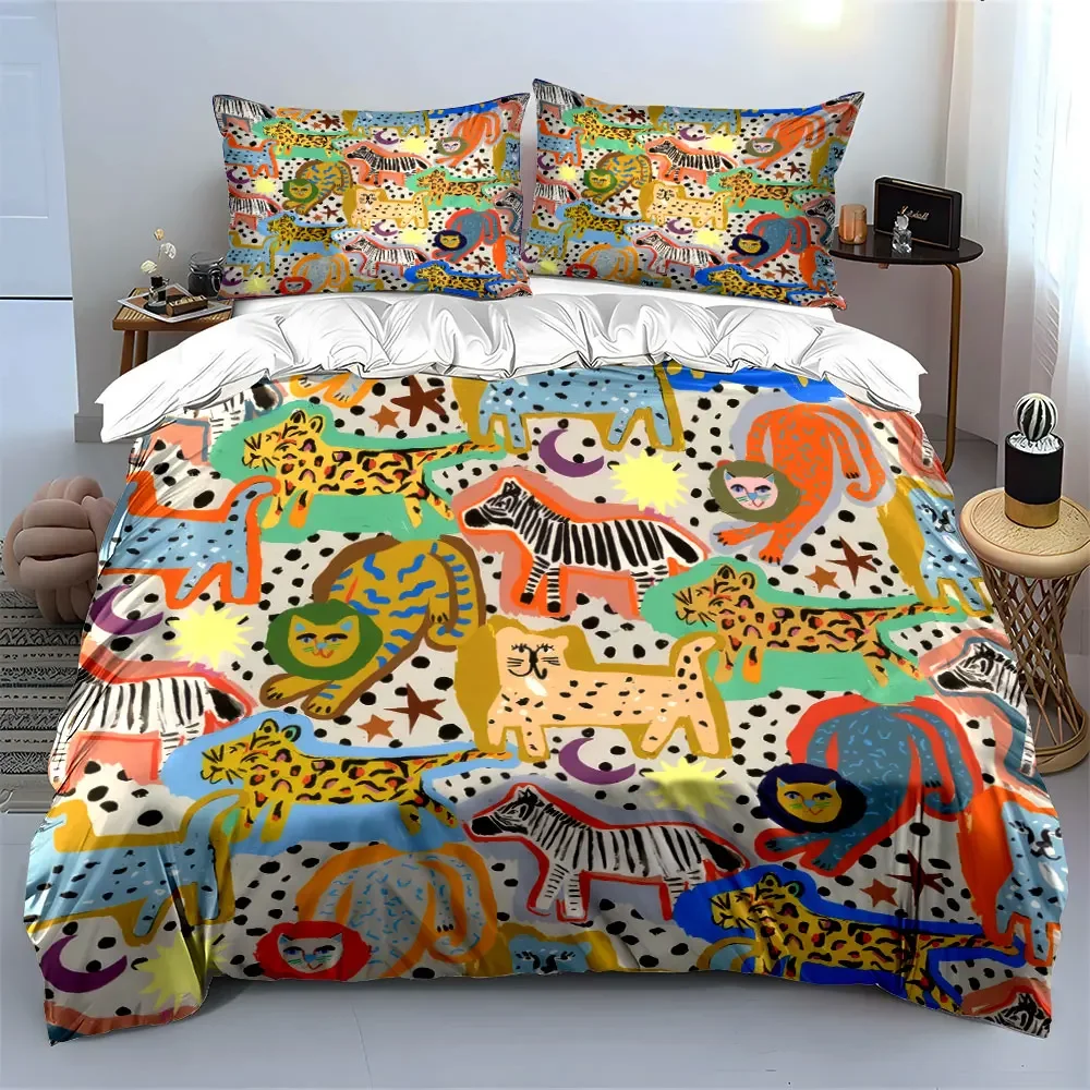 Colorful Animals Pattern Decor Set Soft Comfortable Duvet Cover Bedding Set Included 1*Duvet Cover & 2*Pillowcases, gift
Colorful Animals Pattern Decor Set Soft Comfortable Duvet Cover Bedding Set Included 1*Duvet Cover & 2*Pillowcases, gift
