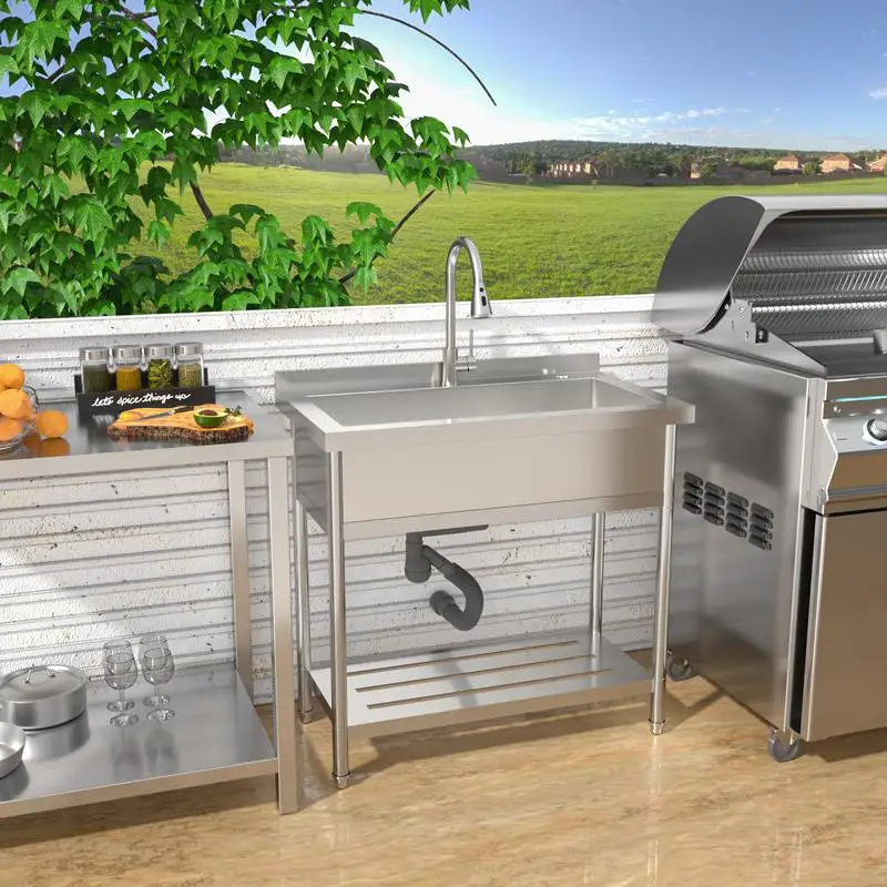 Stainless Steel Large Utility Sink, 21"D x 36"W x 35.5"H, Single Bowl, Freestanding Commercial Sink with Pull-Out Faucet, Ideal
Stainless Steel Large Utility Sink, 21"D x 36"W x 35.5"H, Single Bowl, Freestanding Commercial Sink with Pull-Out Faucet, Ideal