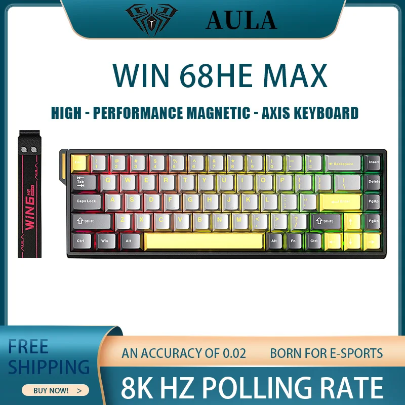 AULA Win60/68HE Высокопроизводительная игровая клавиатура с магнитным переключателем, регулируемый триггер с возможностью горячей замены для киберспорта, быстрый триггер 8K
AULA Win60/68HE Высокопроизводительная игровая клавиатура с магнитным переключателем, регулируемый триггер с возможностью горячей замены для киберспорта, быстрый триггер 8K