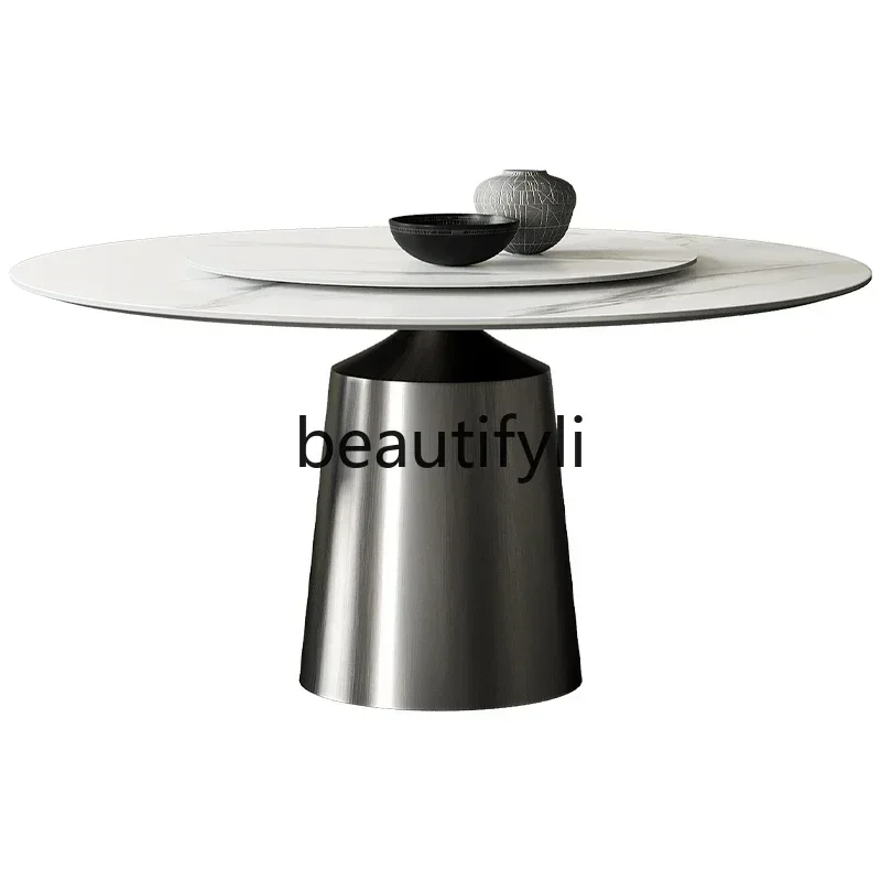 Italian light luxury stainless steel round dining table simple restaurant dining table designer home rock slab
Italian light luxury stainless steel round dining table simple restaurant dining table designer home rock slab