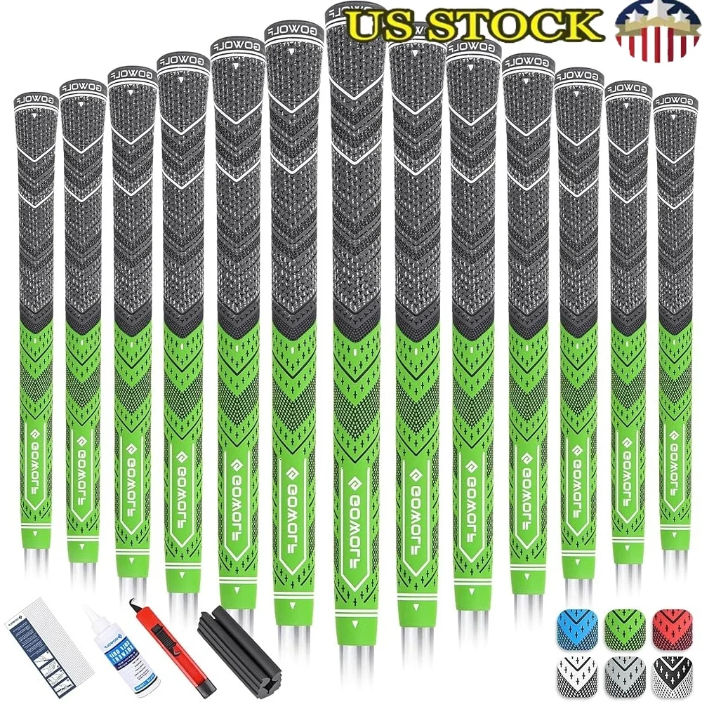 Multi-Compound Golf Grips Rubber Cord Set with 15 Tapes 13 Grips Standard Midsize Anti-Slip Design Comfort Control Full Kit
Multi-Compound Golf Grips Rubber Cord Set with 15 Tapes 13 Grips Standard Midsize Anti-Slip Design Comfort Control Full Kit